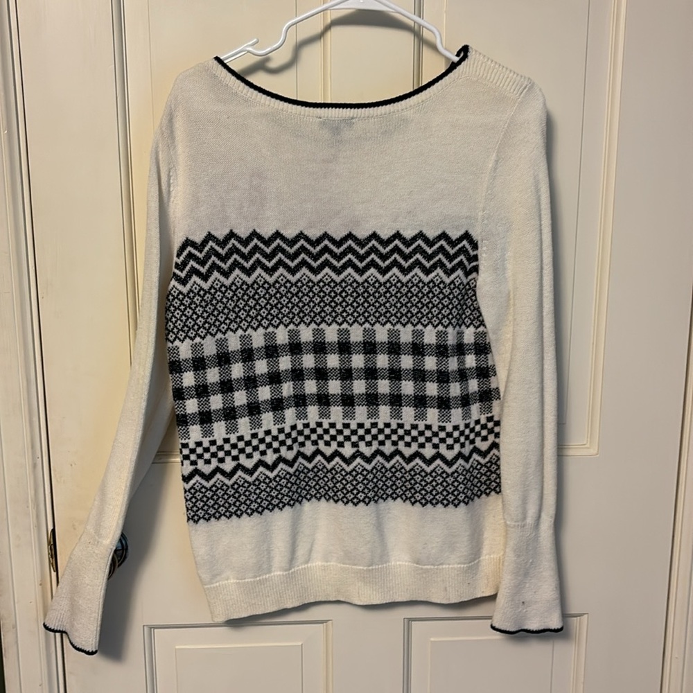 Talbots L Cream And Black Pattern With Sparkle Th… - image 5